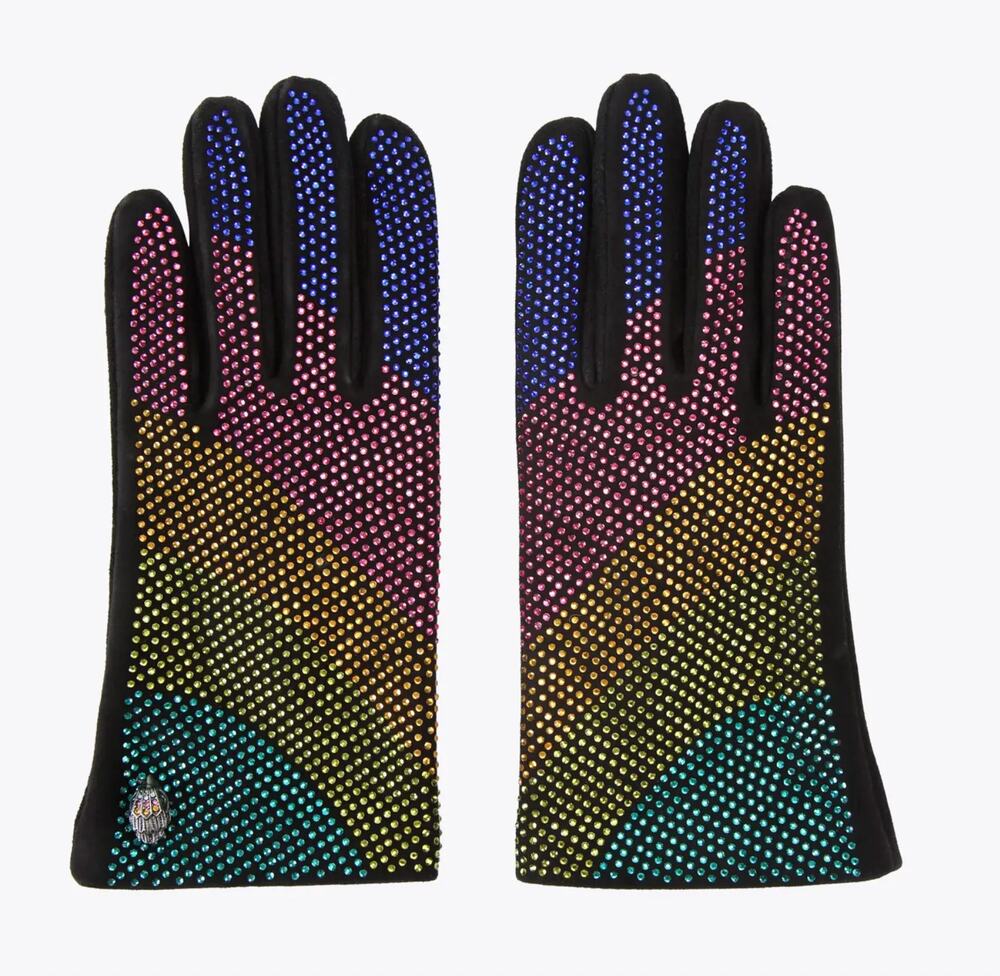 Kurt Geiger Rainbow/Black Kensington Crystal Leather Tech Glove - Picture 1 of 6